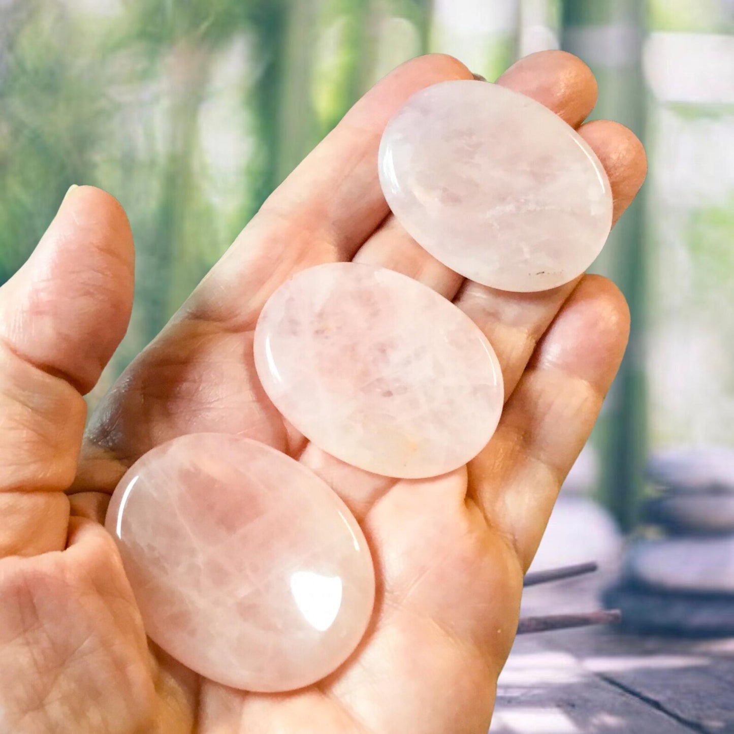 ROSE QUARTZ Worry Stone, Calming and Anxiety Relief Stone, Thumb Stone, Fidget and Meditation Crystal – Reiki Enhanced