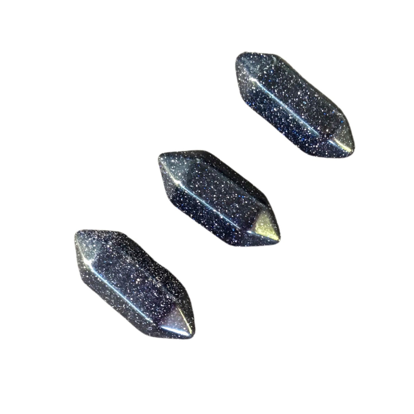 BLUE GOLDSTONE Mini Double Terminated Crystals - Grid Crystals - Healing Crystals - Tiny Carved Gemstones - Orgonite Crystals