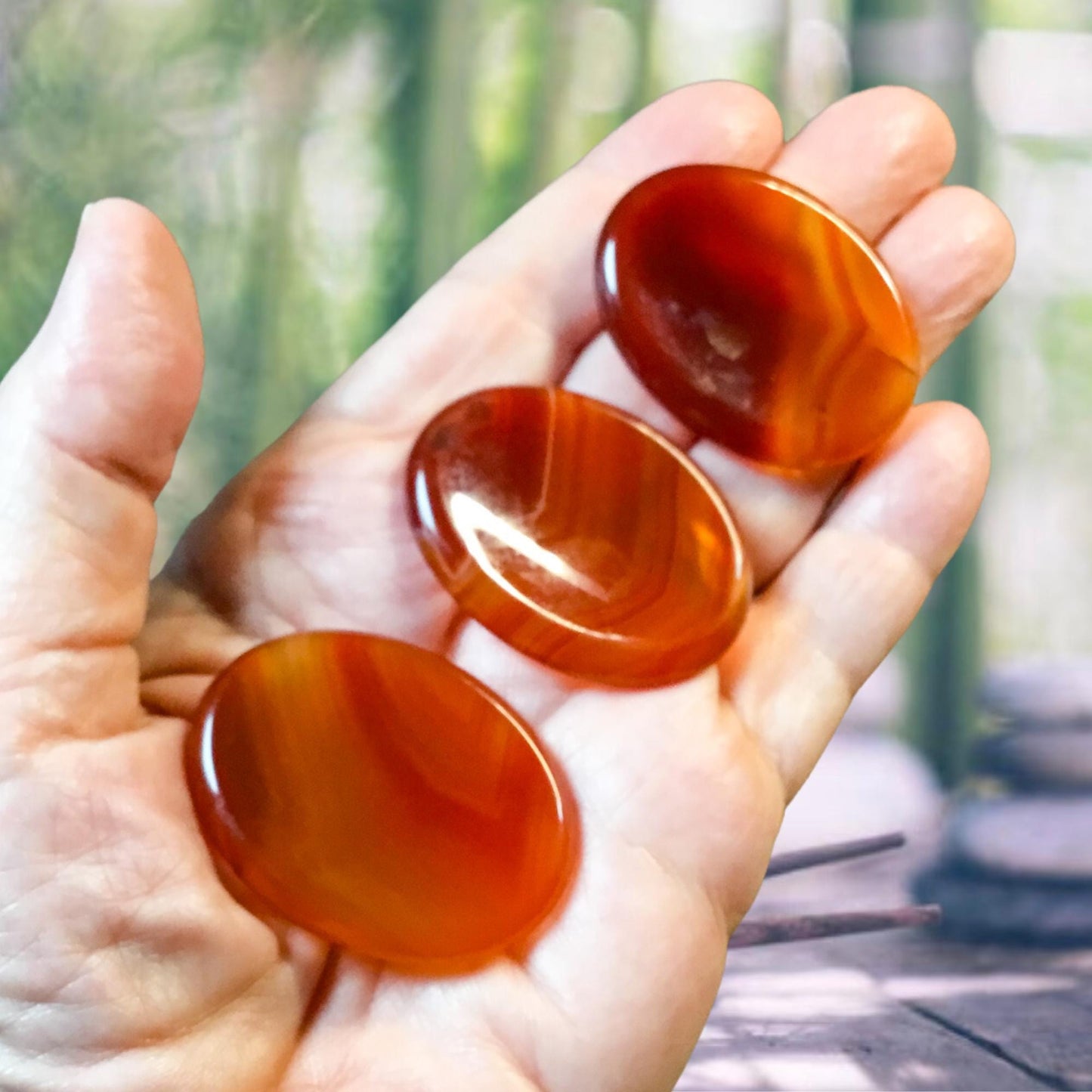 CARNELIAN Worry Stone, Calming and Anxiety Relief Stone, Thumb Stone, Fidget and Meditation Crystal – Reiki Enhanced