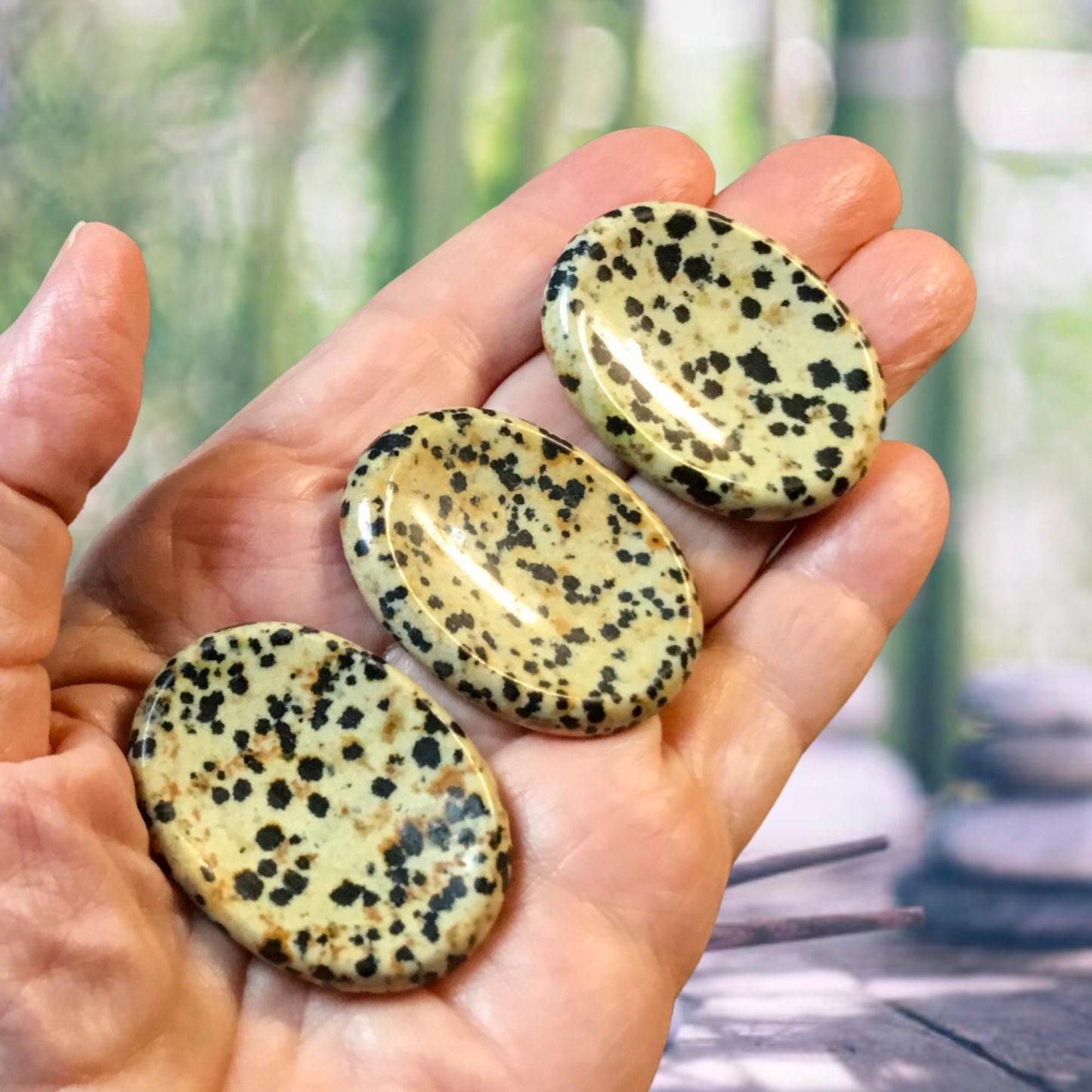 DALMATIAN JASPER Worry Stone, Calming and Anxiety Relief Stone, Thumb Stone, Fidget and Meditation Crystal – Reiki Enhanced