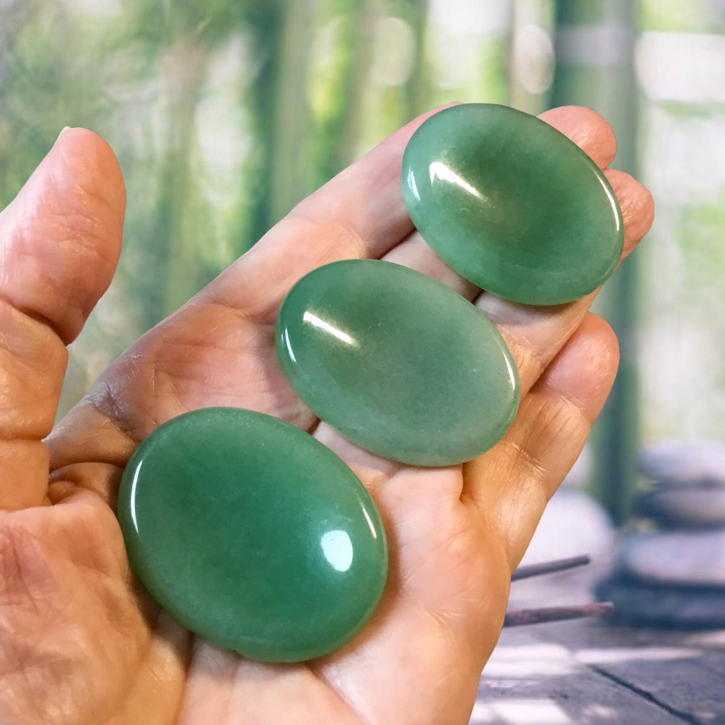GREEN AVENTURINE Worry Stone, Calming and Anxiety Relief Stone, Thumb Stone, Fidget and Meditation Crystal – Reiki Enhanced