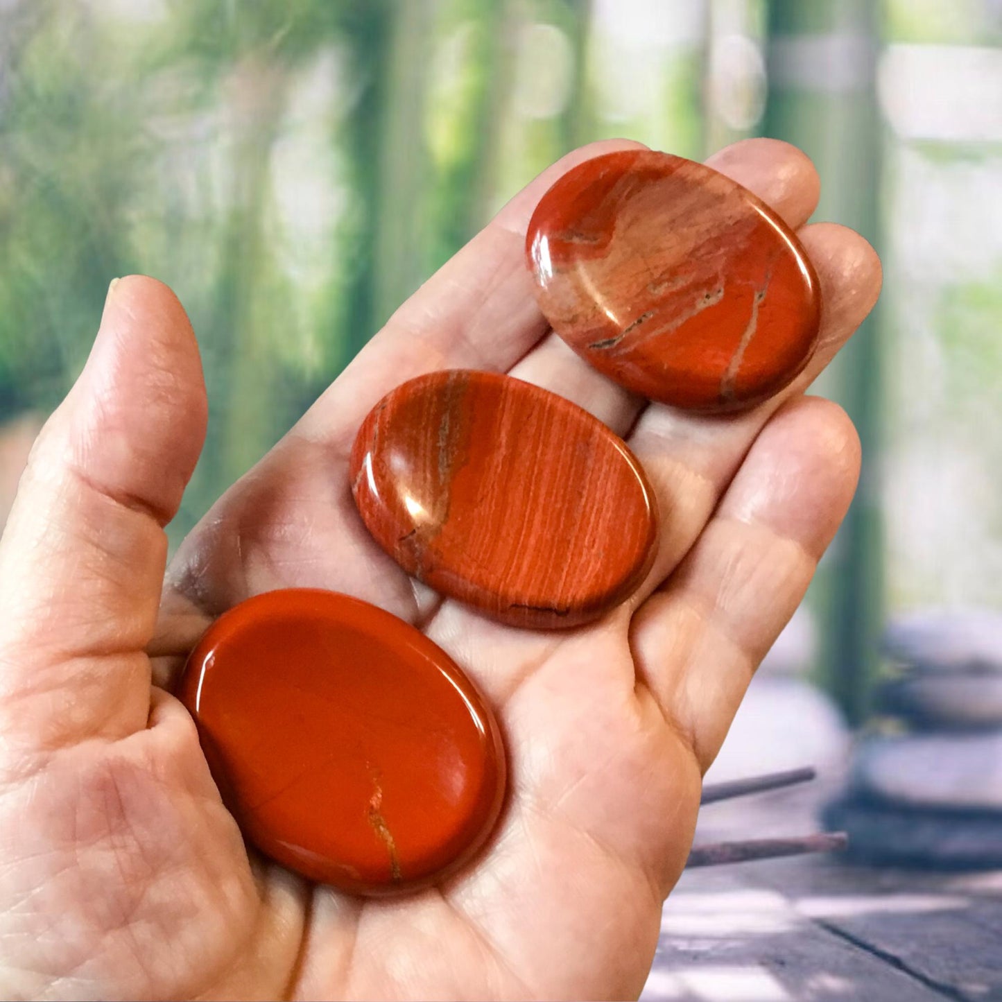 RED JASPER Worry Stone, Calming and Anxiety Relief Stone, Thumb Stone, Fidget and Meditation Crystal – Reiki Enhanced