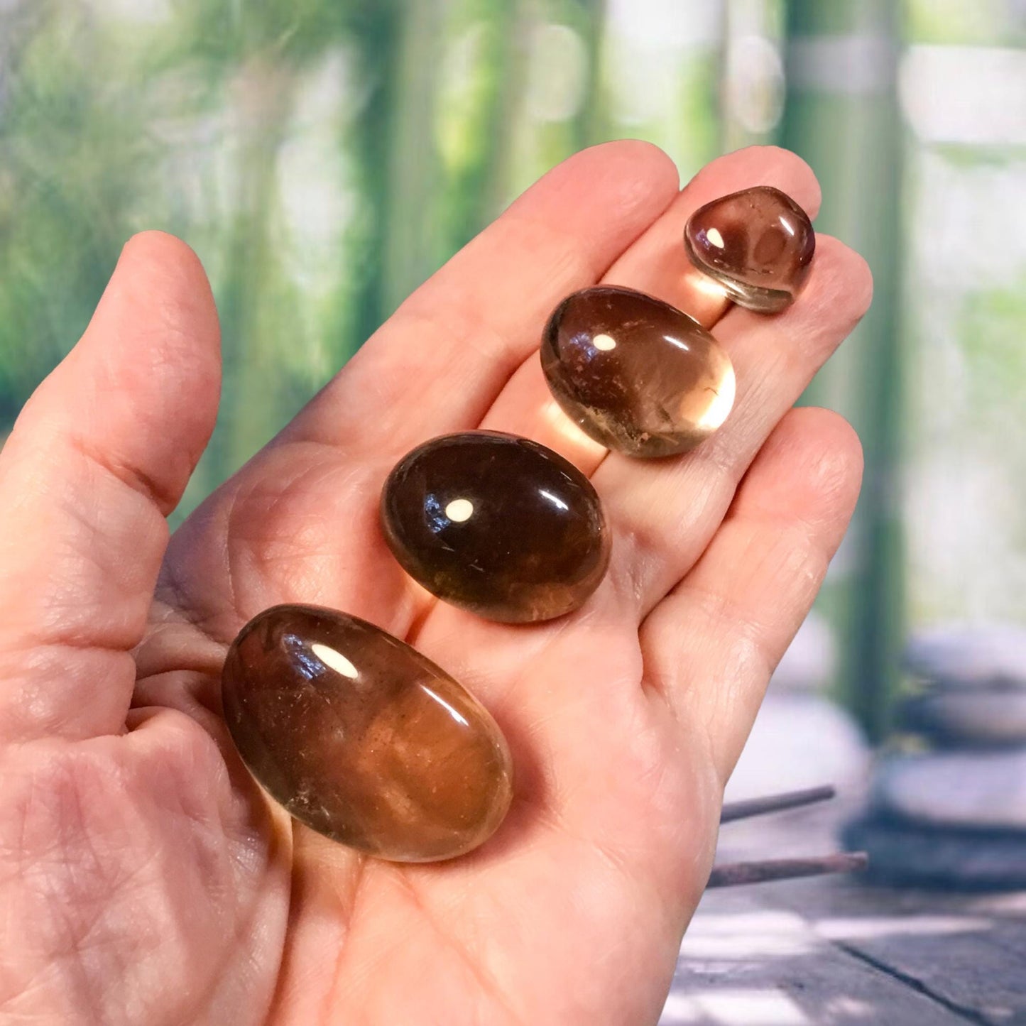 SMOKEY QUARTZ Tumbled Stone - Choice of Sizes and Quantity - Polished High Energy Healing Stones with Information Card - Reiki Enhanced