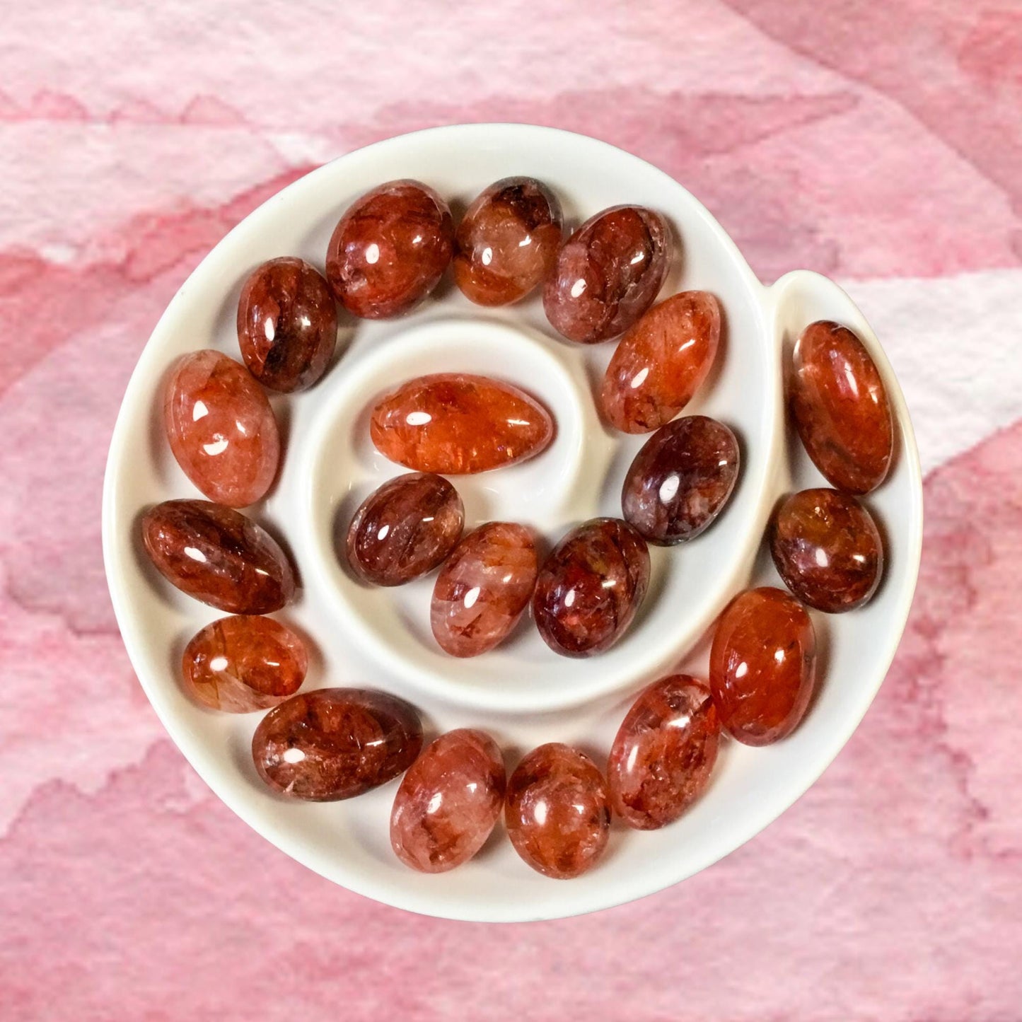 FIRE QUARTZ Tumbled Stone - Choice of Sizes and Quantity - Polished High Energy Healing Stones with Information Card - Reiki Enhanced