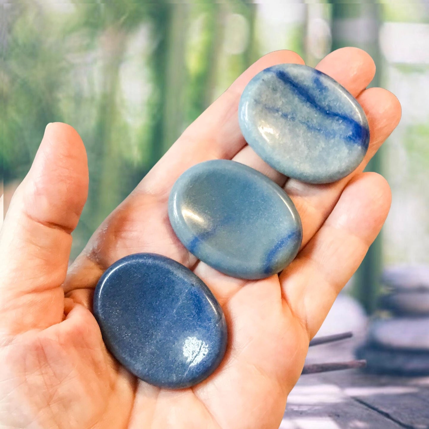 BLUE AVENTURINE Worry Stone, Calming and Anxiety Relief Stone, Thumb Stone, Fidget and Meditation Crystal – Reiki Enhanced