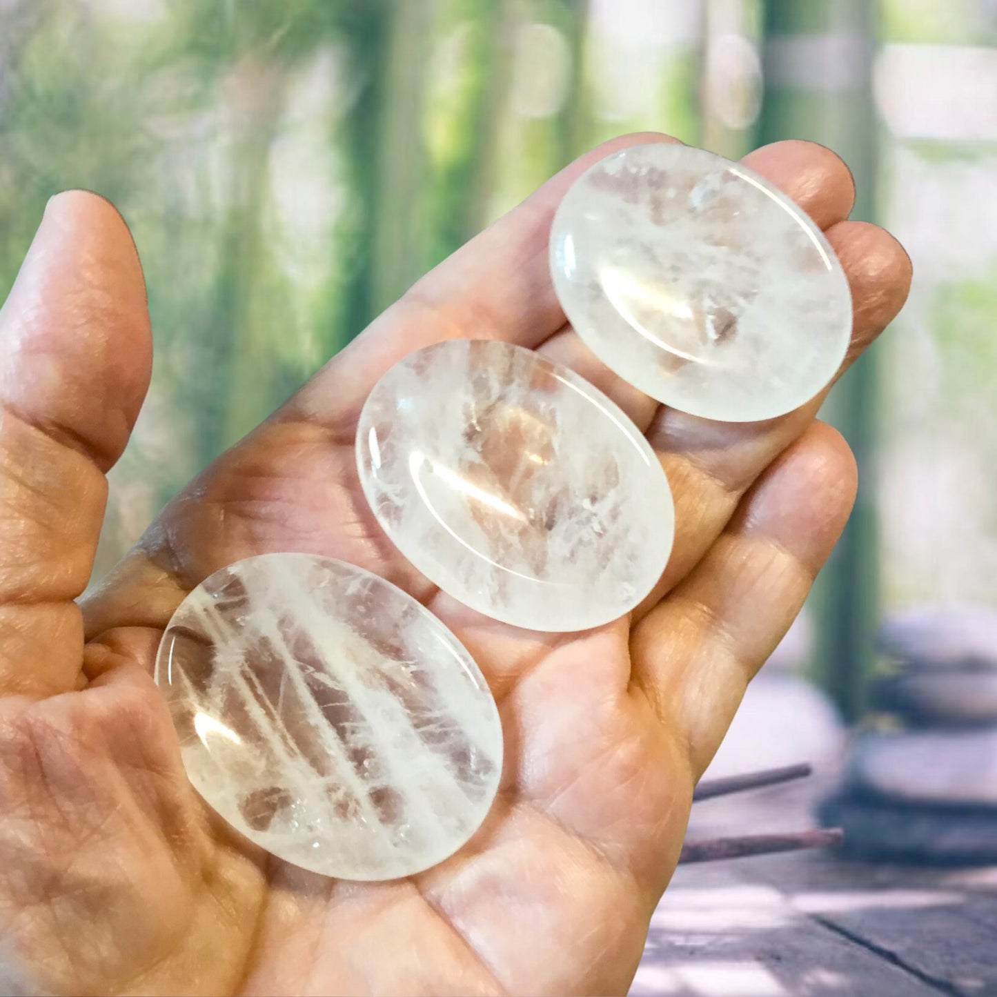 CLEAR QUARTZ Worry Stone, Calming and Anxiety Relief Stone, Thumb Stone, Fidget and Meditation Crystal – Reiki Enhanced