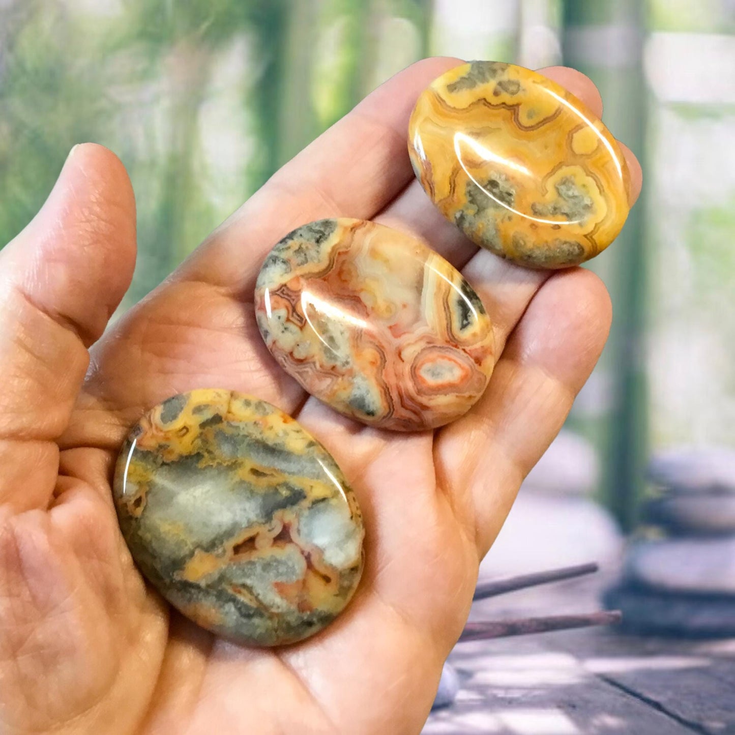 CRAZY LACE AGATE Worry Stone, Calming and Anxiety Relief Stone, Thumb Stone, Fidget and Meditation Crystal – Reiki Enhanced