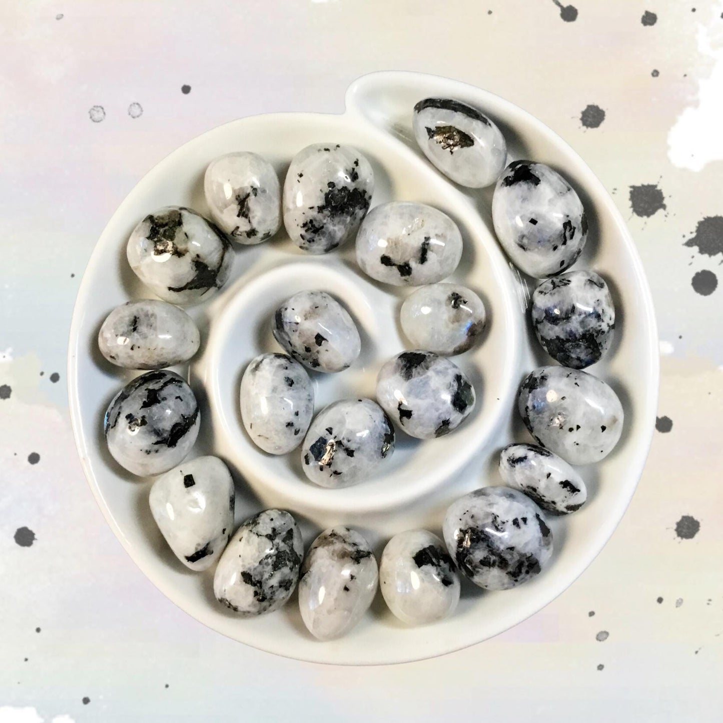 RAINBOW MOONSTONE Tumbled Stone - Choice of Sizes and Quantity- Polished High Energy Healing Stones with Information Card - Reiki Enhanced
