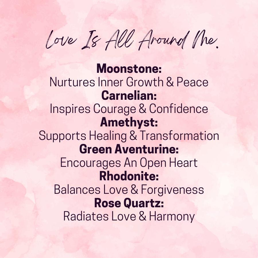 Manifest LOVE Intention Crystal Set - 2 Sizes - with Information and Mantra Card plus Display Frame, Reiki Enhanced