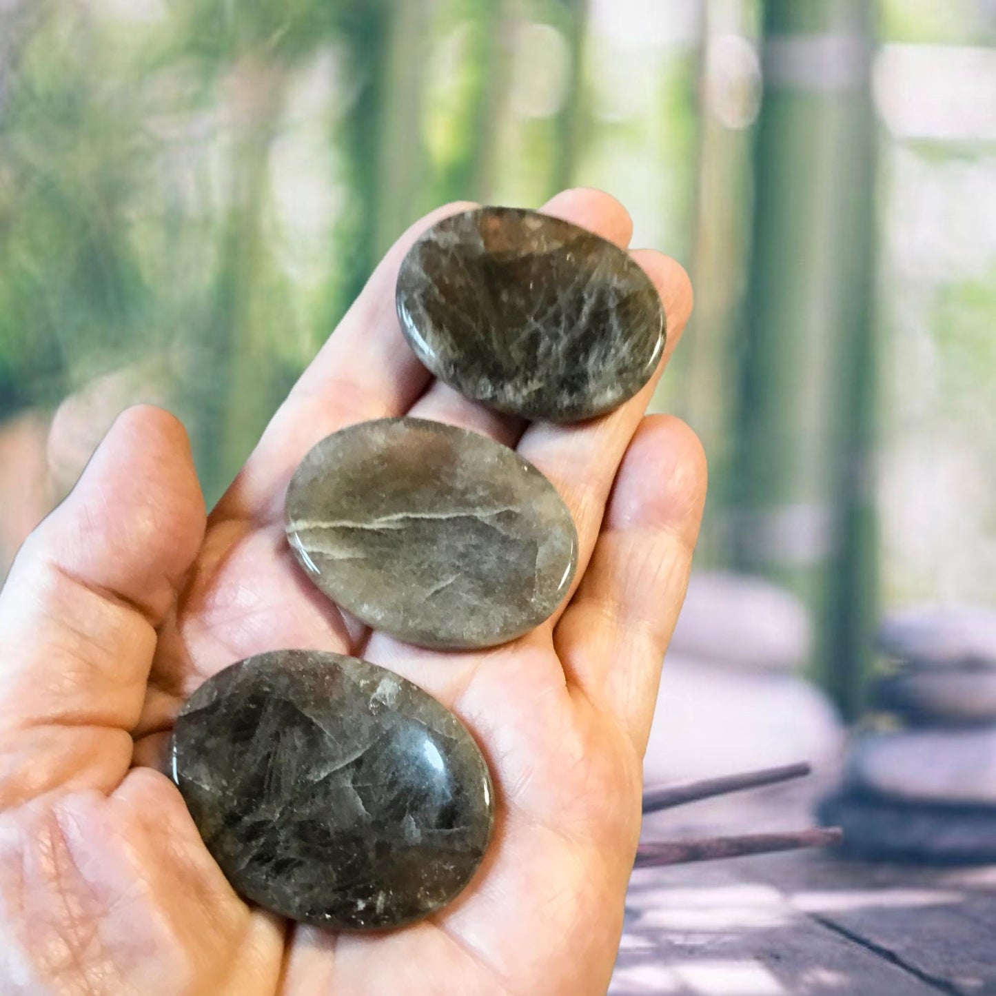 SMOKEY QUARTZ Worry Stone, Calming and Anxiety Relief Stone, Thumb Stone, Fidget and Meditation Crystal – Reiki Enhanced