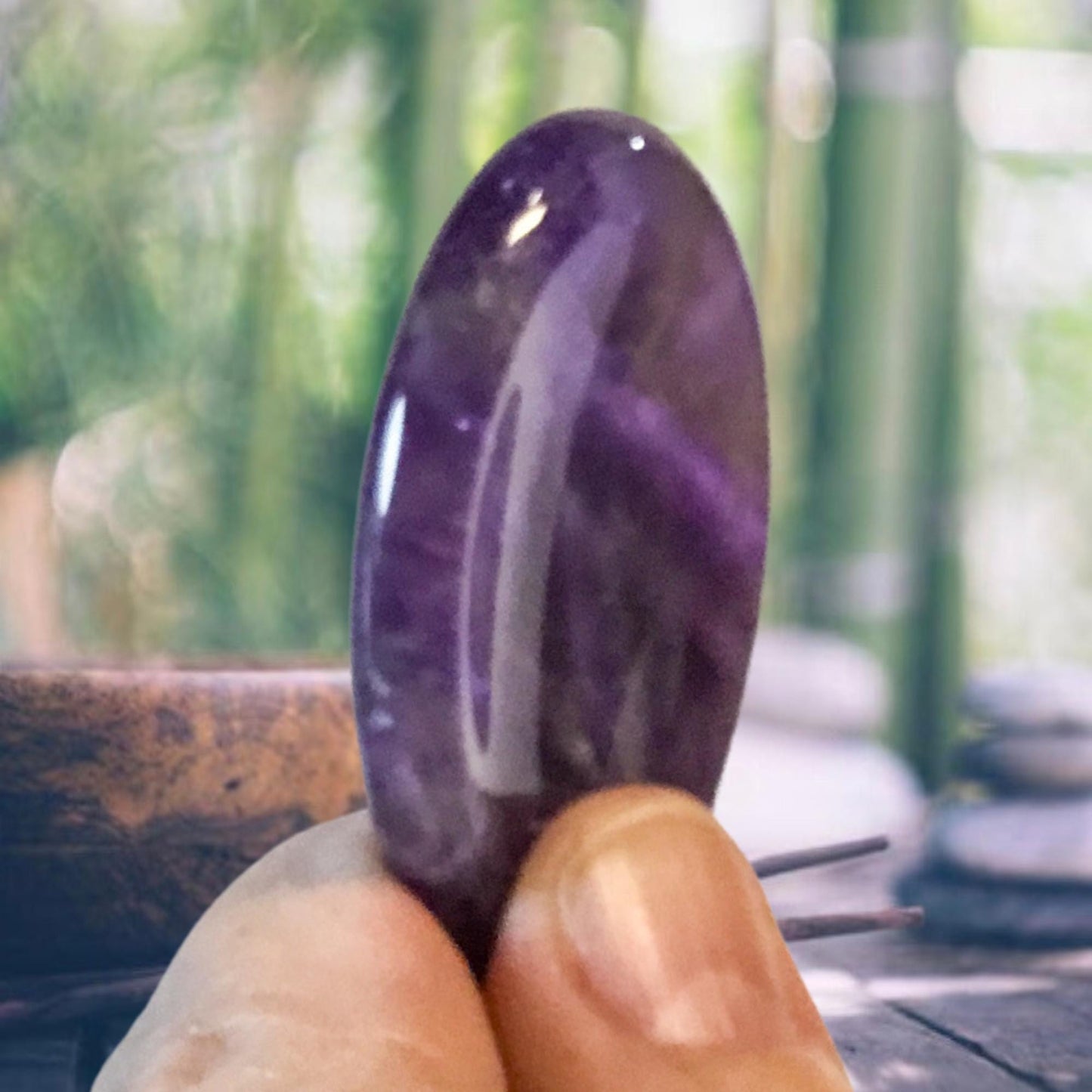 Amethyst Worry Stone, Calming and Anxiety Relief Stone, Thumb Stone, Fidget and Meditation Crystal – Reiki Enhanced