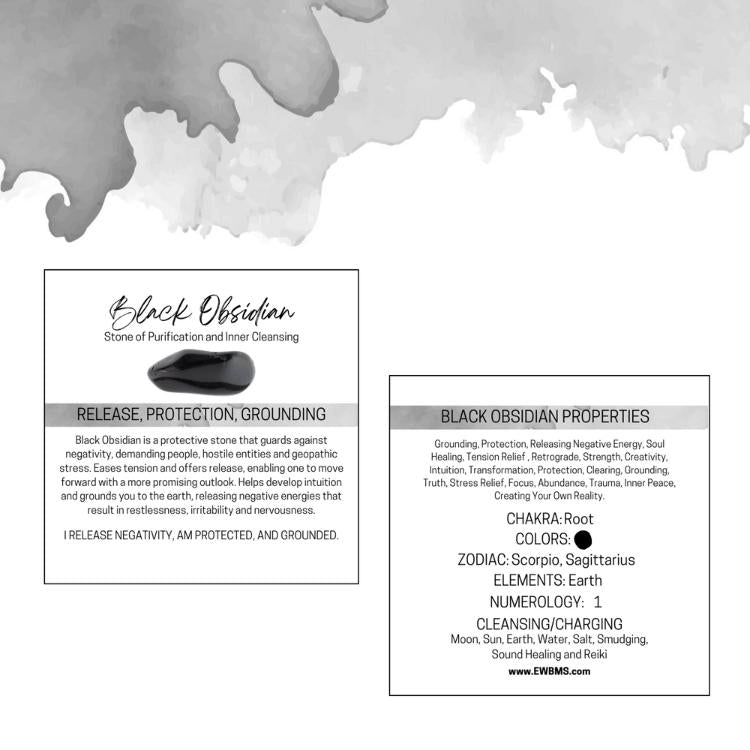 BLACK OBSIDIAN Worry Stone, Calming and Anxiety Relief Stone, Thumb Stone, Fidget and Meditation Crystal – Reiki Enhanced