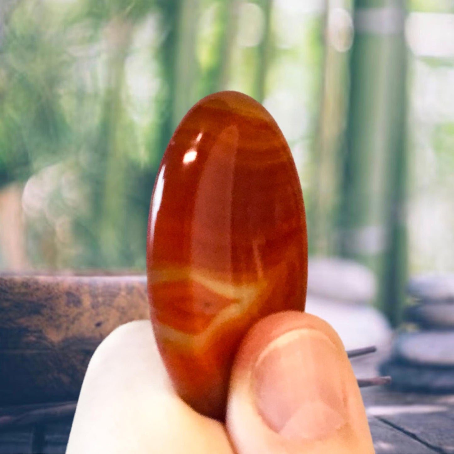 CARNELIAN Worry Stone, Calming and Anxiety Relief Stone, Thumb Stone, Fidget and Meditation Crystal – Reiki Enhanced