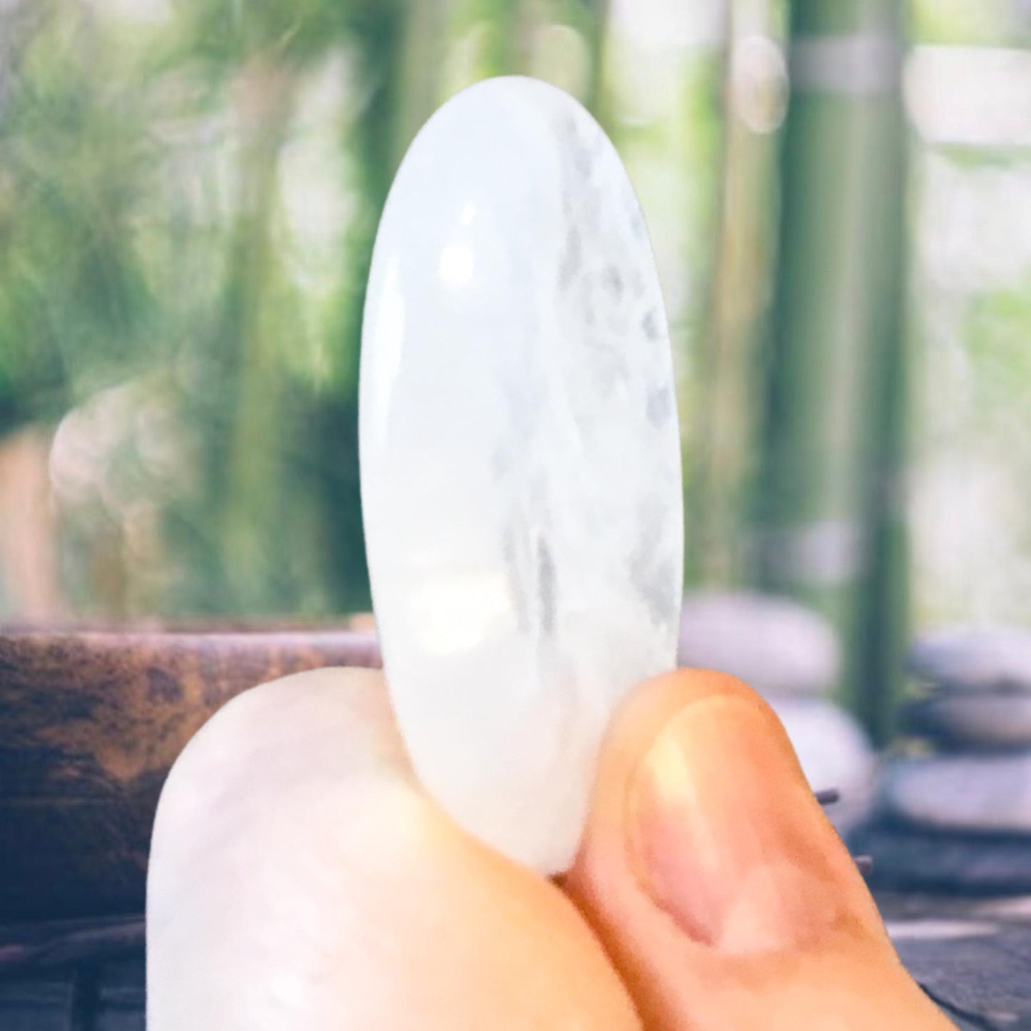 CLEAR QUARTZ Worry Stone, Calming and Anxiety Relief Stone, Thumb Stone, Fidget and Meditation Crystal – Reiki Enhanced