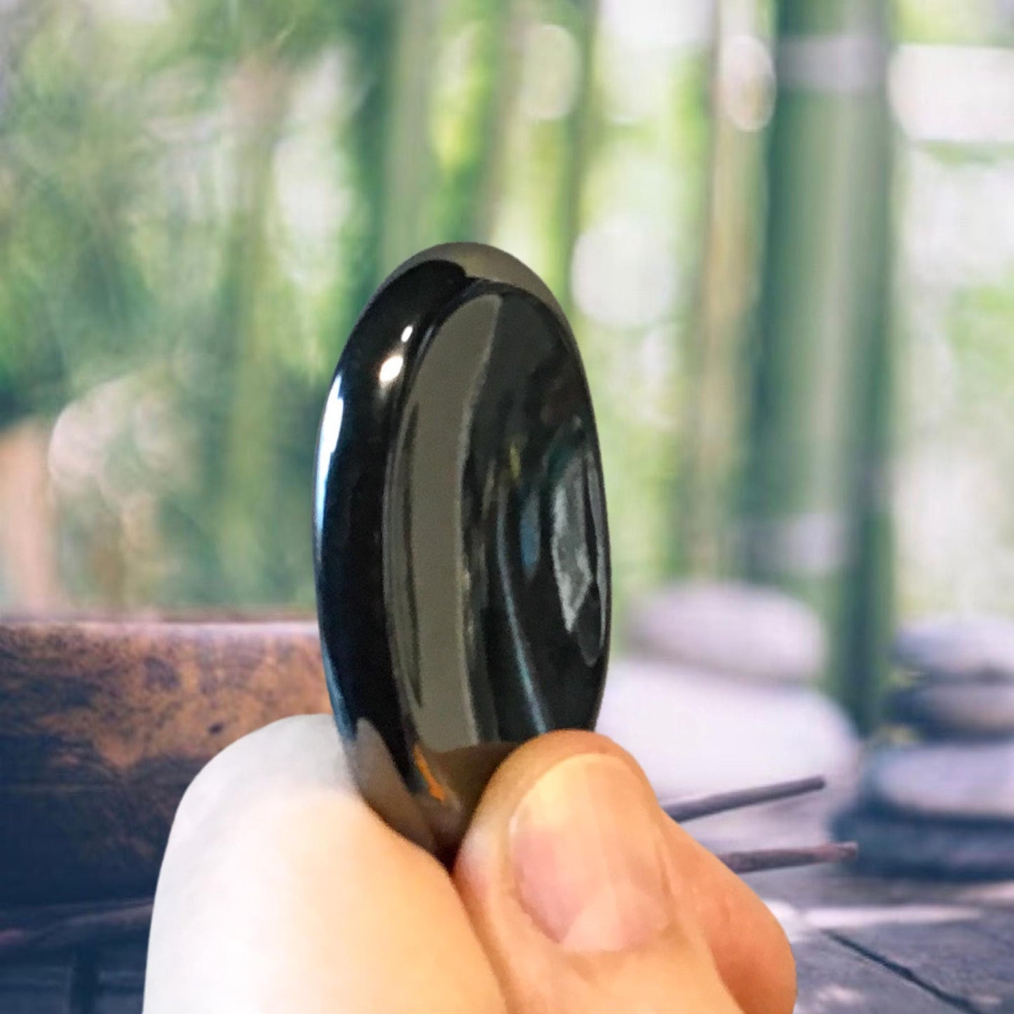 HEMATITE Worry Stone, Calming and Anxiety Relief Stone, Thumb Stone, Fidget and Meditation Crystal – Reiki Enhanced