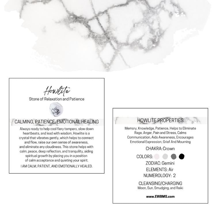 HOWLITE Worry Stone, Calming and Anxiety Relief Stone, Thumb Stone, Fidget and Meditation Crystal – Reiki Enhanced