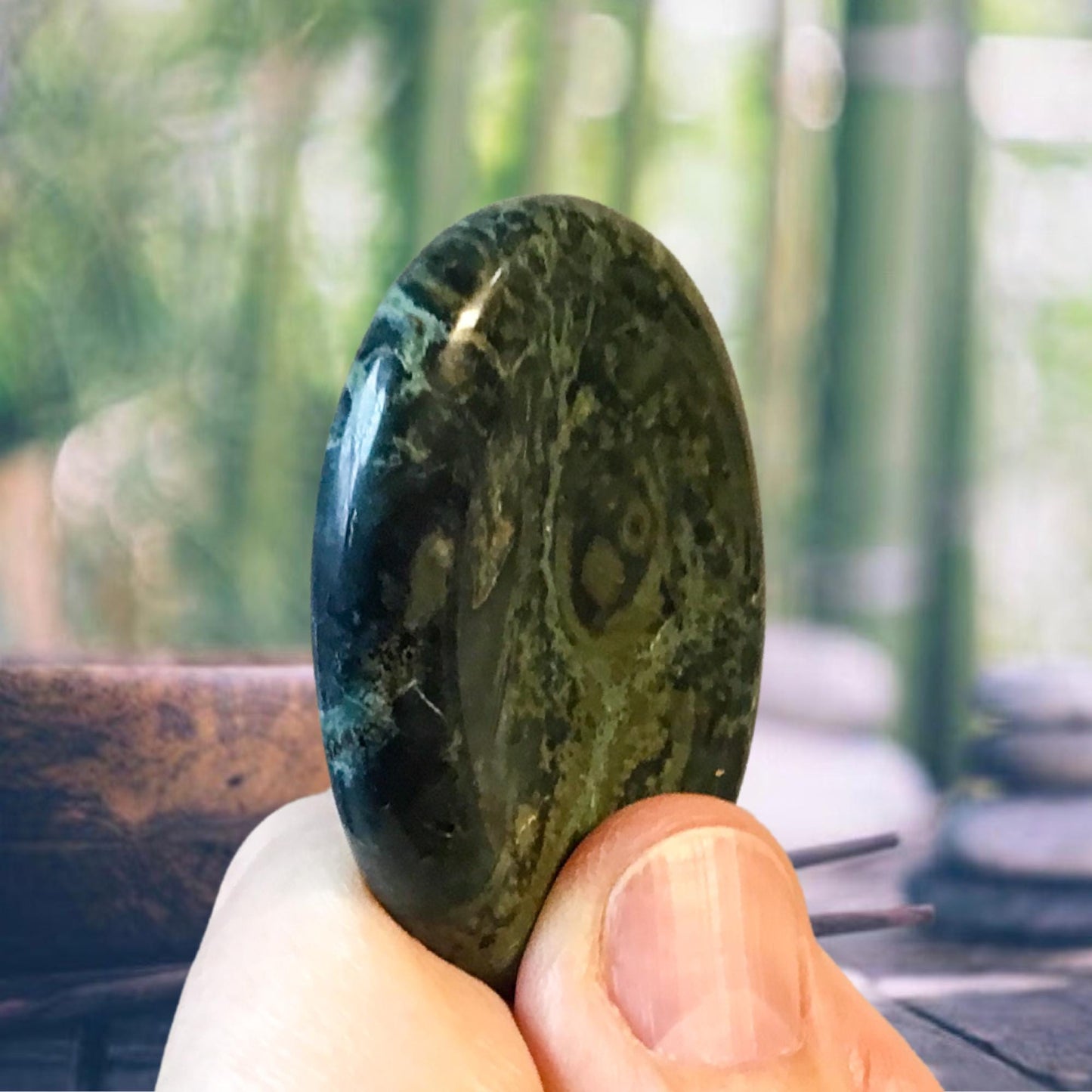 KAMBABA Worry Stone, Calming and Anxiety Relief Stone, Thumb Stone, Fidget and Meditation Crystal – Reiki Enhanced