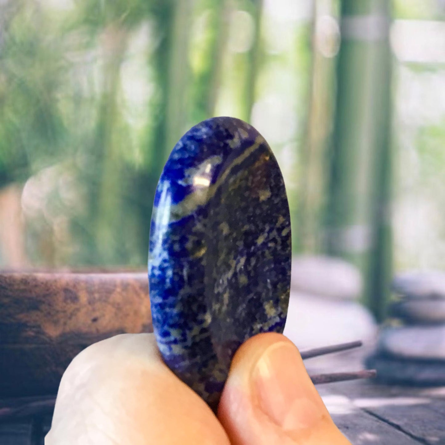 LAPIS LAZULI Worry Stone, Calming and Anxiety Relief Stone, Thumb Stone, Fidget and Meditation Crystal – Reiki Enhanced