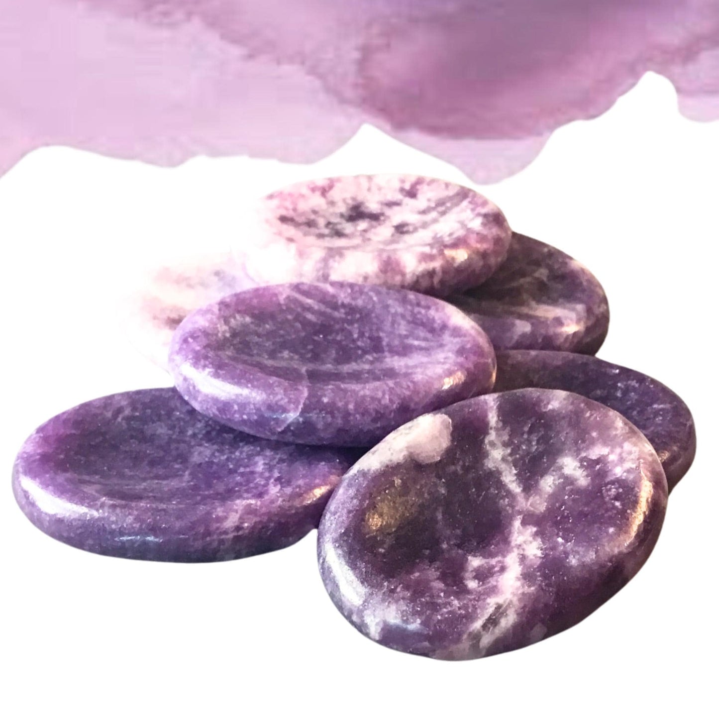 LEPIDOLITE Worry Stone, Calming and Anxiety Relief Stone, Thumb Stone, Fidget and Meditation Crystal – Reiki Enhanced