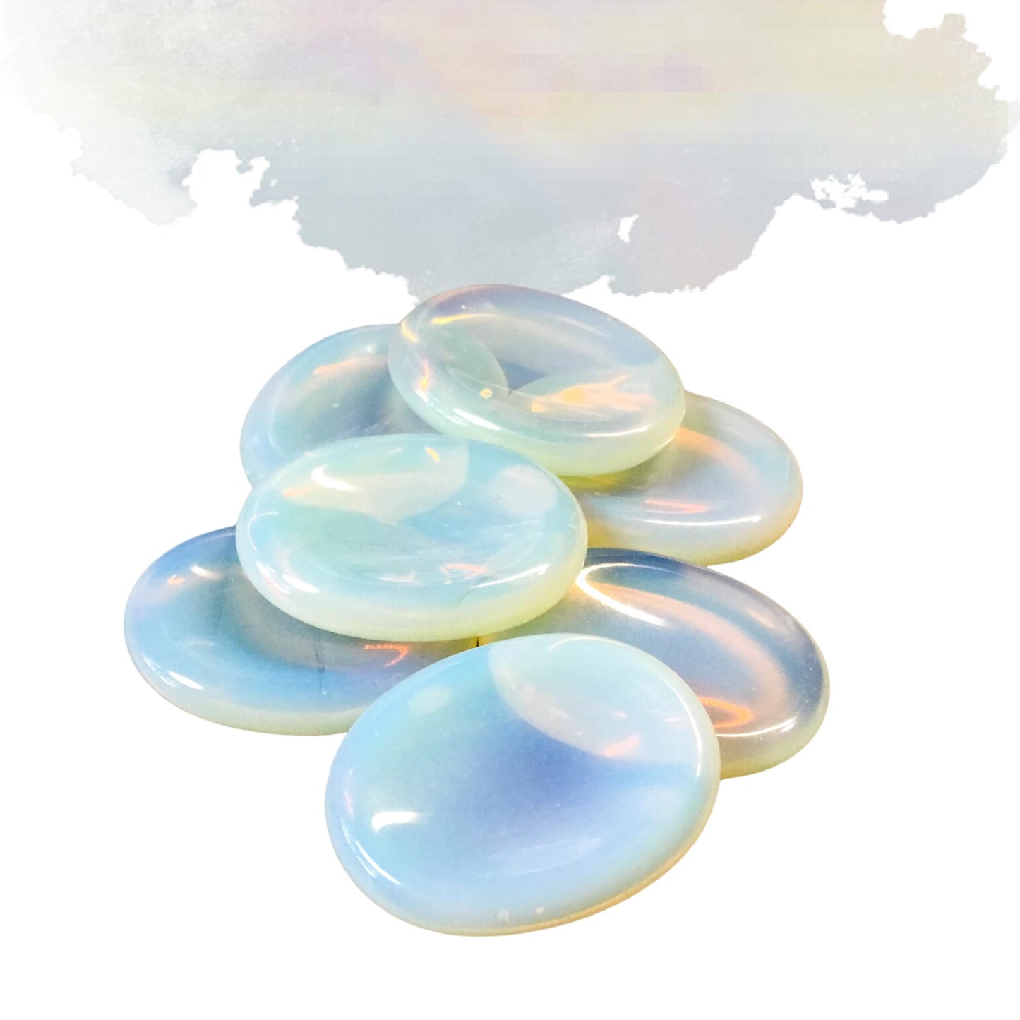 OPALITE Worry Stone, Calming and Anxiety Relief Stone, Thumb Stone, Fidget and Meditation Crystal – Reiki Enhanced