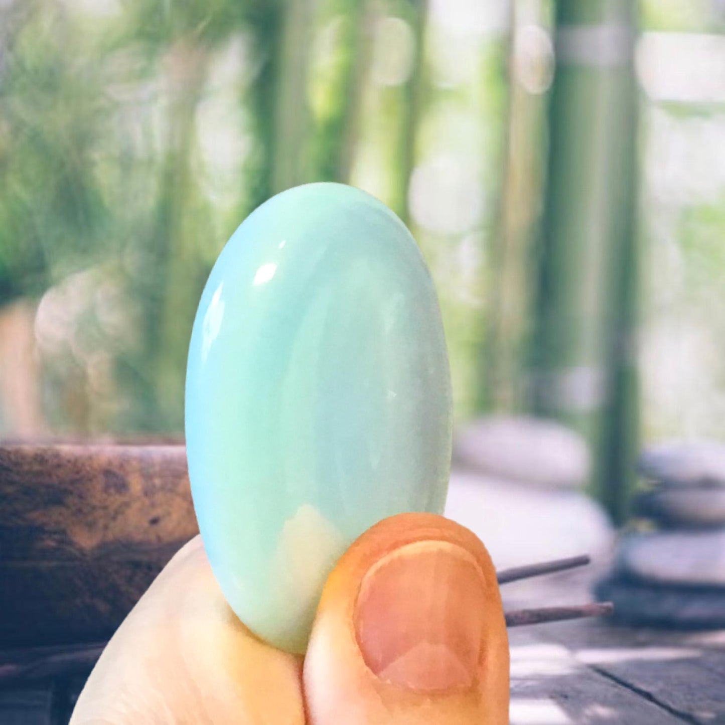 OPALITE Worry Stone, Calming and Anxiety Relief Stone, Thumb Stone, Fidget and Meditation Crystal – Reiki Enhanced