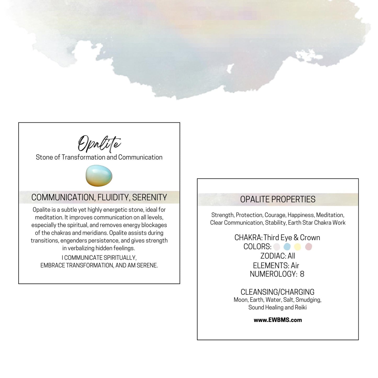 OPALITE Worry Stone, Calming and Anxiety Relief Stone, Thumb Stone, Fidget and Meditation Crystal – Reiki Enhanced
