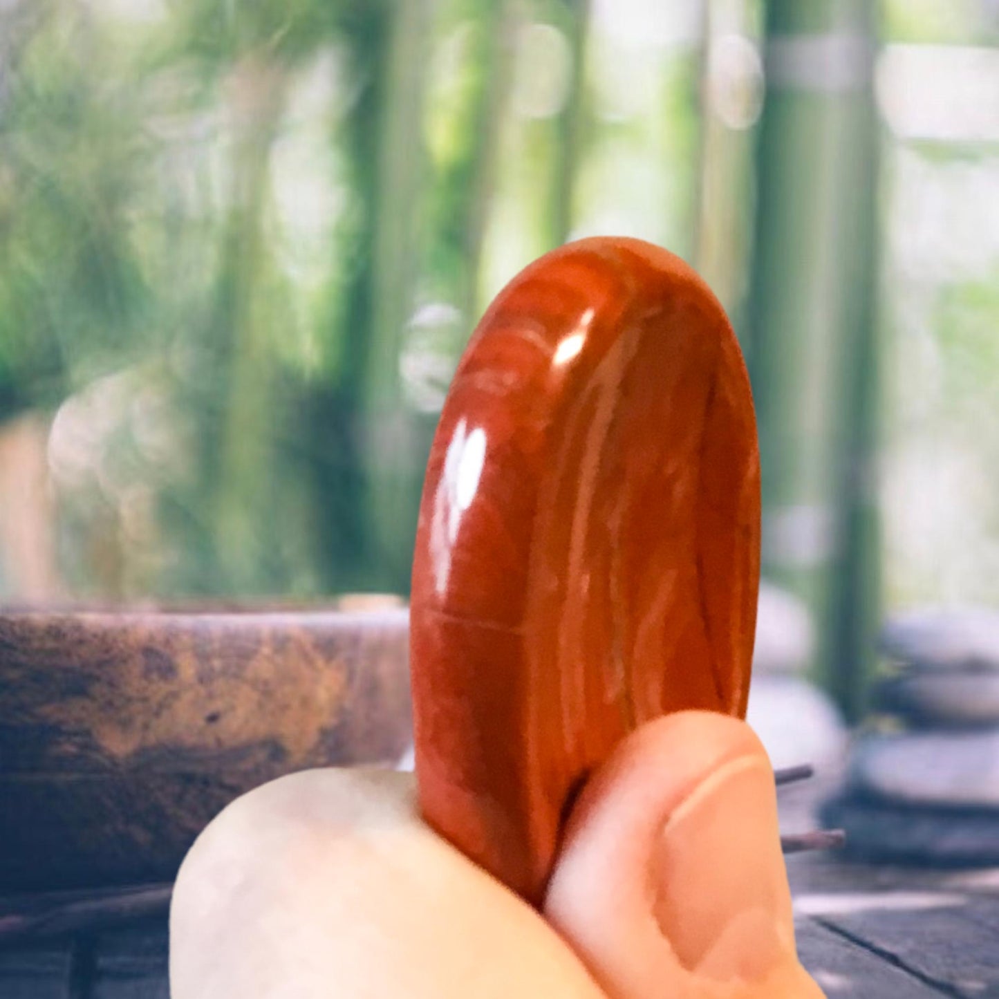 RED JASPER Worry Stone, Calming and Anxiety Relief Stone, Thumb Stone, Fidget and Meditation Crystal – Reiki Enhanced