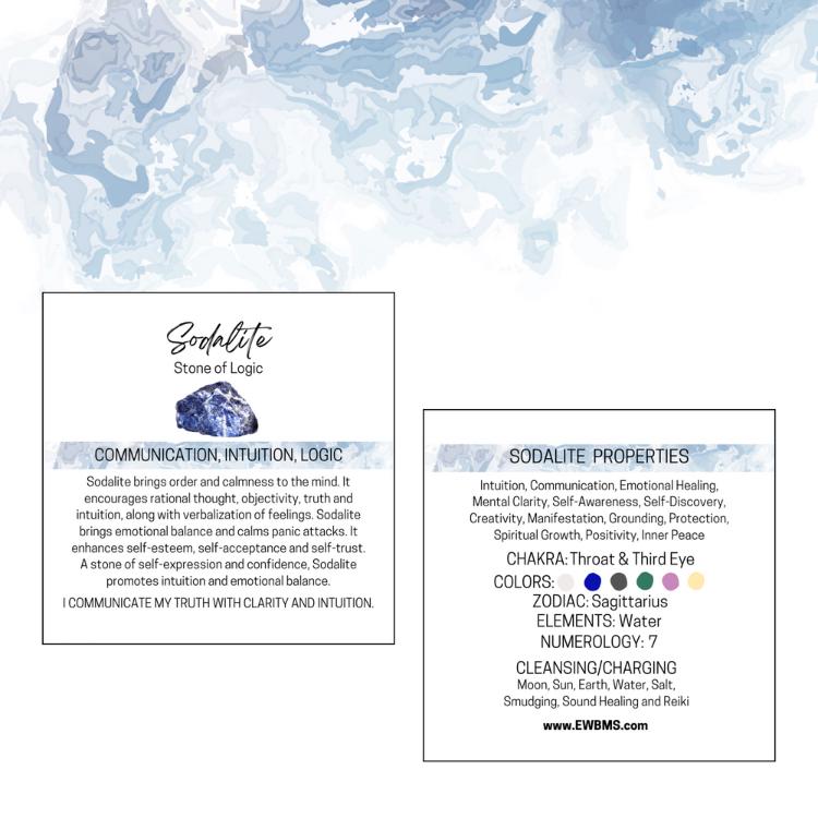 SODALITE Worry Stone, Calming and Anxiety Relief Stone, Thumb Stone, Fidget and Meditation Crystal – Reiki Enhanced