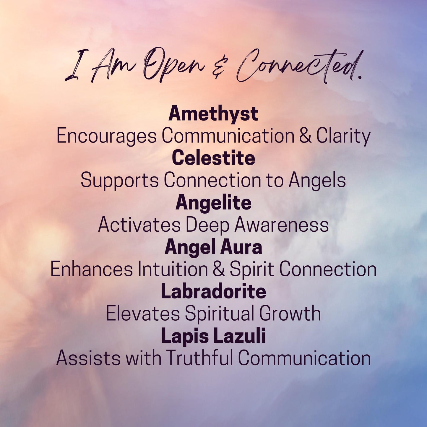 Manifest ANGEL COMMUNICATION Crystal Intention Set - 2 Sizes - with Info and Mantra Card, Display Frame, and Storage Bag - Reiki Enhanced