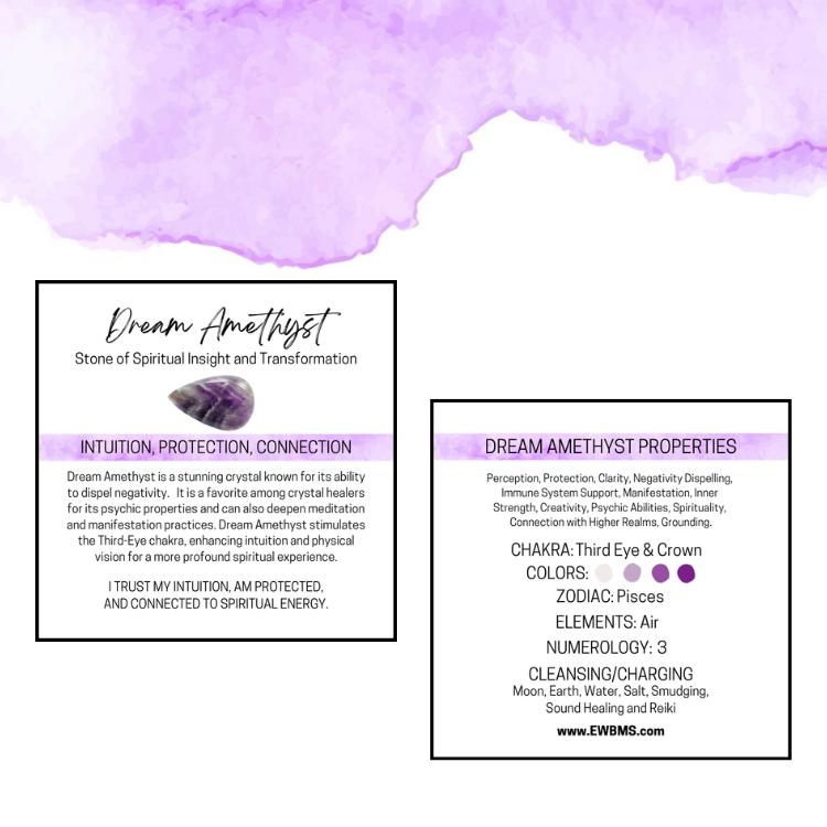 DREAM (Chevron) AMETHYST Worry Stone, Calming and Anxiety Relief Stone, Thumb Stone, Fidget and Meditation Crystal – Reiki Enhanced