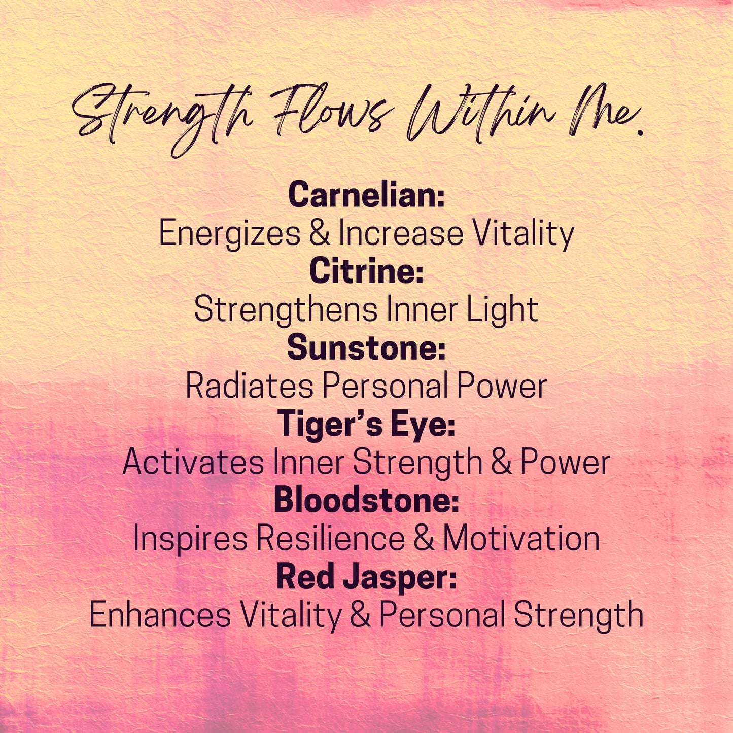 Manifest STRENGTH & ENERGY Intention Crystal Set - 2 Sizes - with Information/Mantra Card, Display Frame, and Storage Bag - Reiki Enhanced