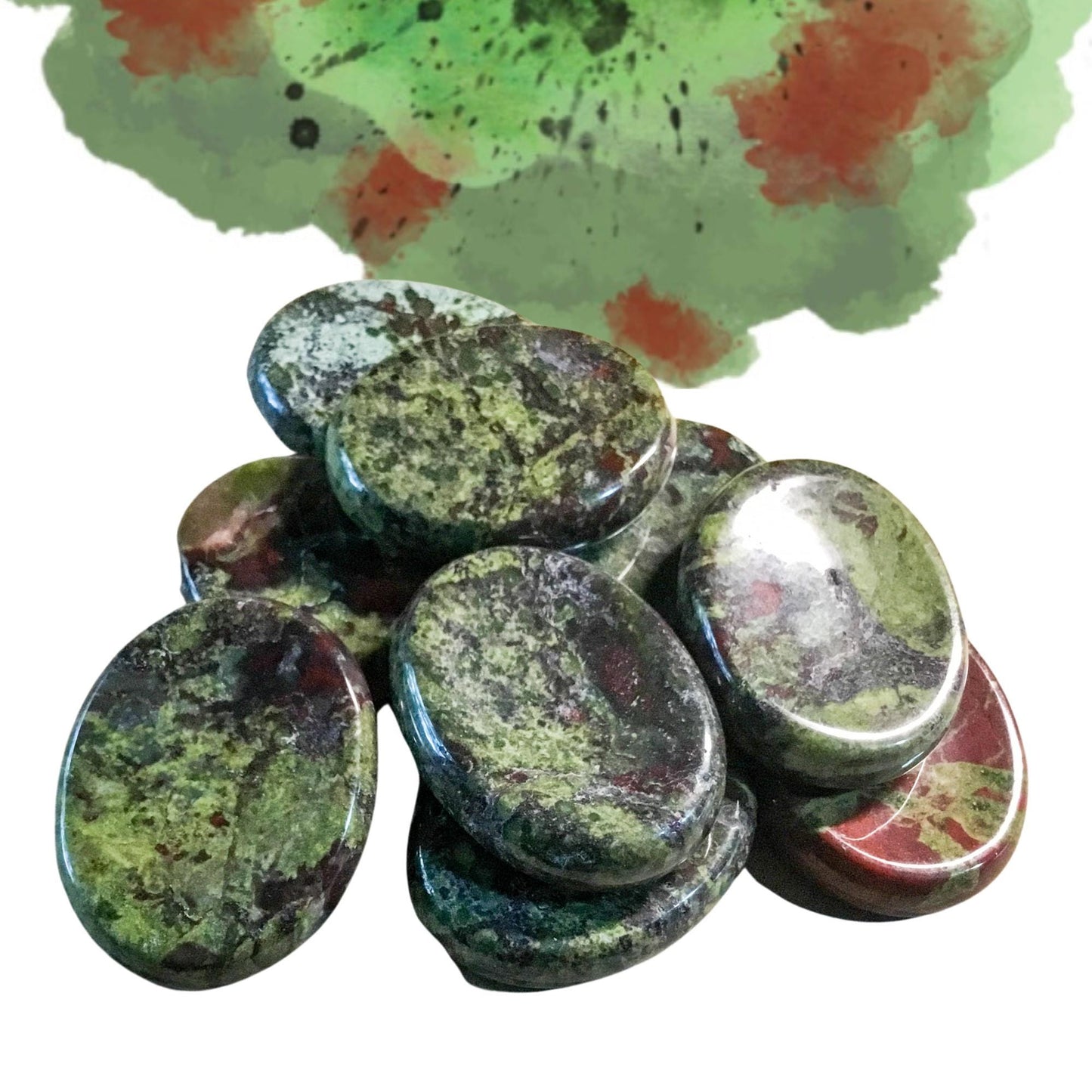 DRAGON BLOODSTONE Worry Stone, Calming and Anxiety Relief Stone, Thumb Stone, Fidget and Meditation Crystal – Reiki Enhanced