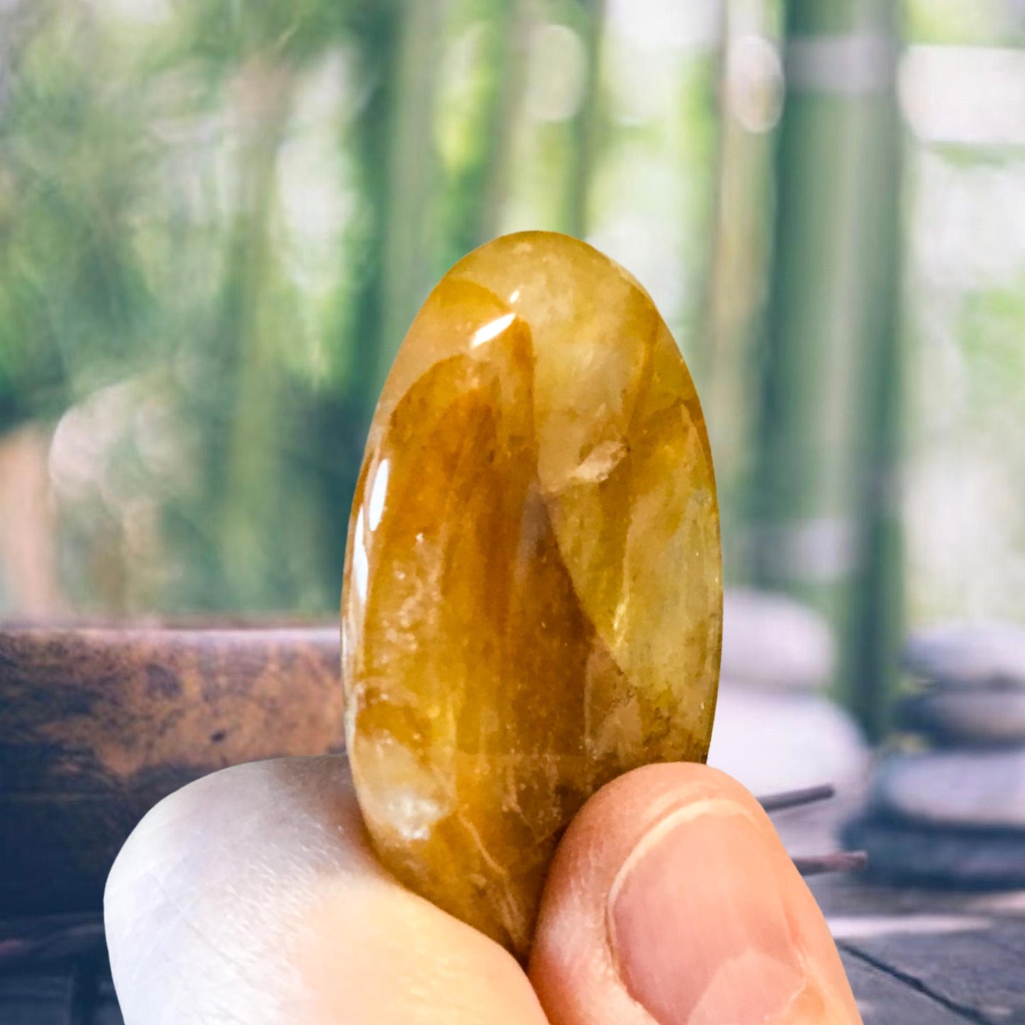 GOLDEN HEALER Worry Stone, Calming and Anxiety Relief Stone, Thumb Stone, Fidget and Meditation Crystal – Reiki Enhanced