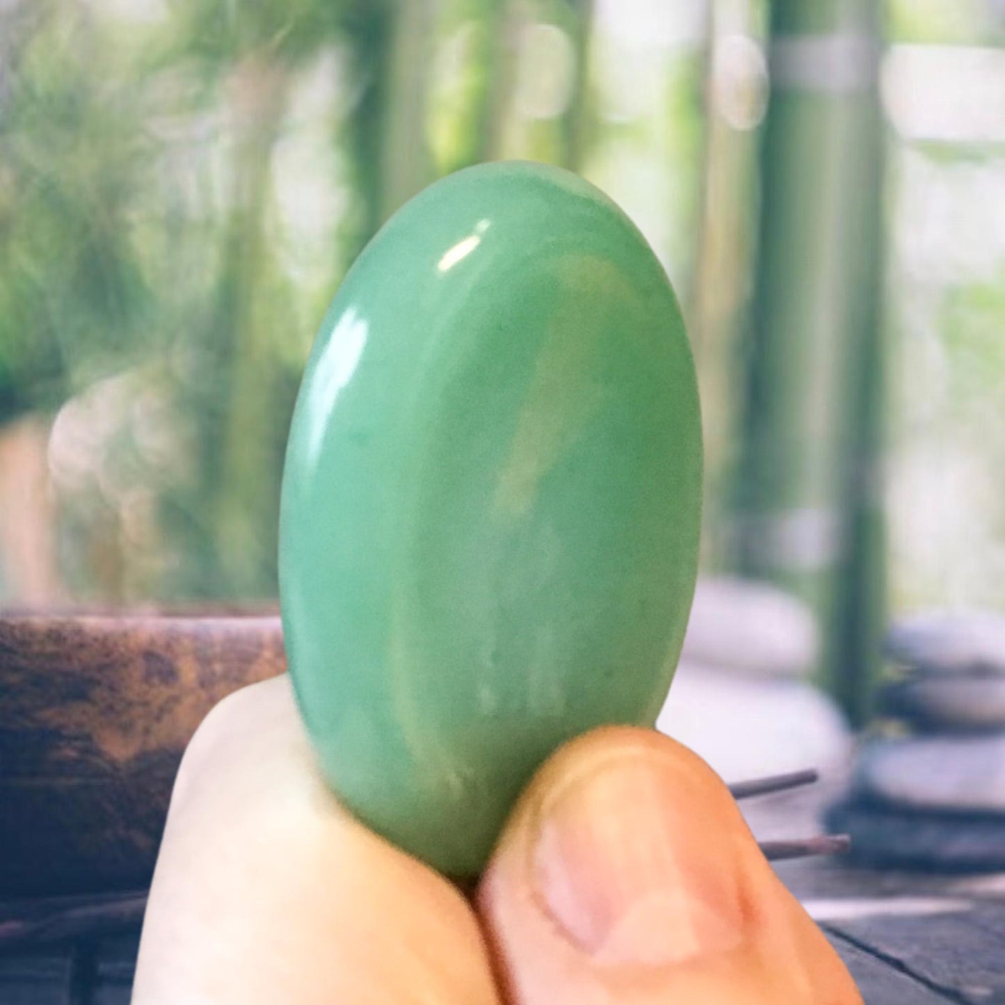 GREEN AVENTURINE Worry Stone, Calming and Anxiety Relief Stone, Thumb Stone, Fidget and Meditation Crystal – Reiki Enhanced