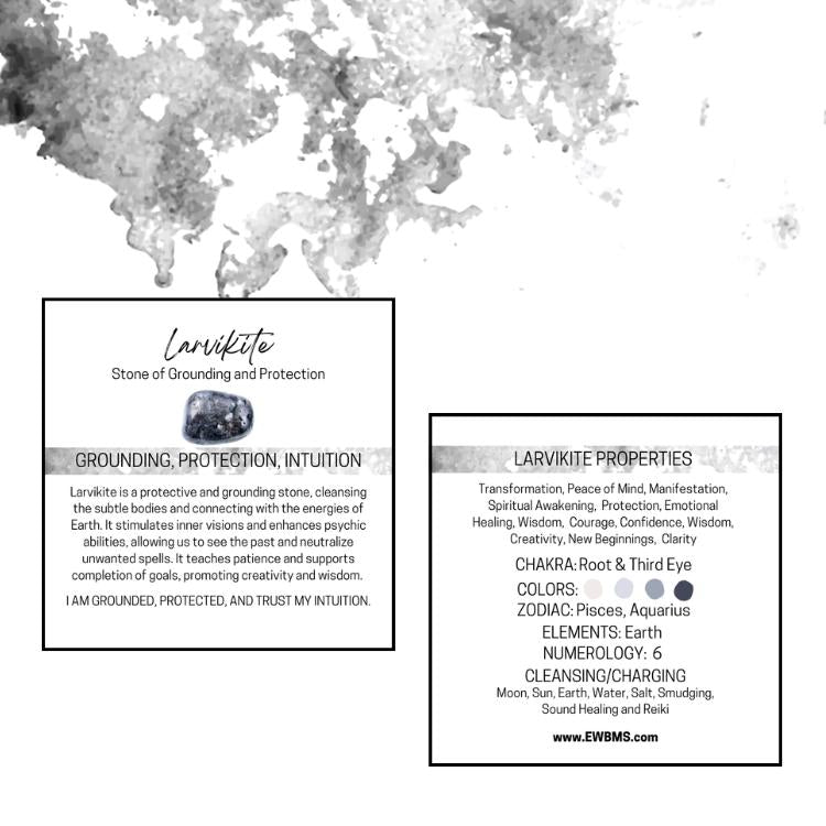 LARVIKITE Worry Stone, Calming and Anxiety Relief Stone, Thumb Stone, Fidget and Meditation Crystal – Reiki Enhanced