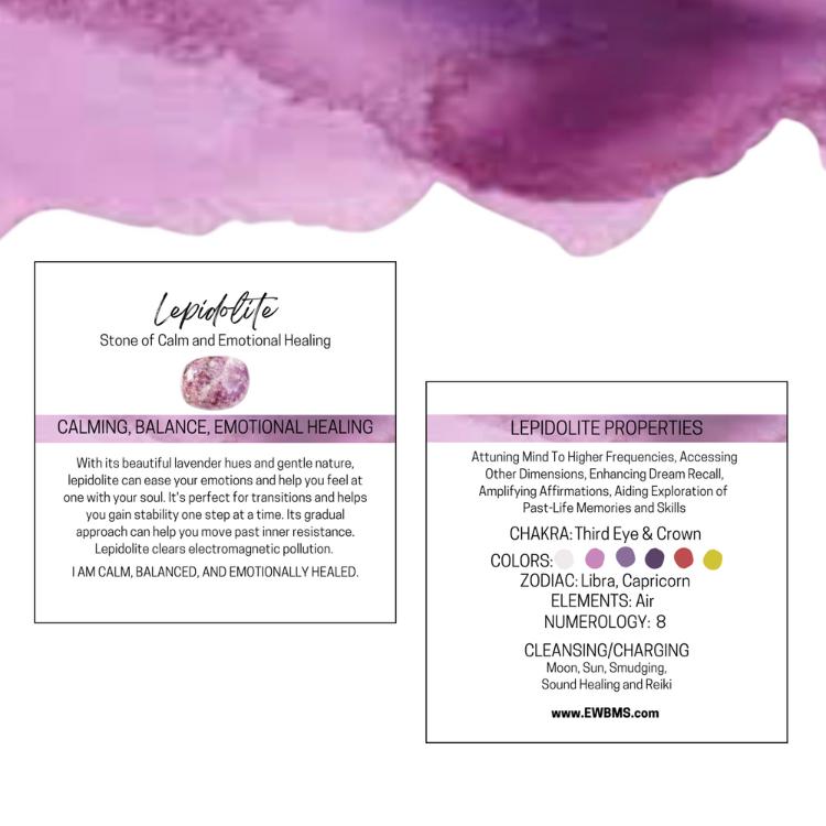 LEPIDOLITE Worry Stone, Calming and Anxiety Relief Stone, Thumb Stone, Fidget and Meditation Crystal – Reiki Enhanced