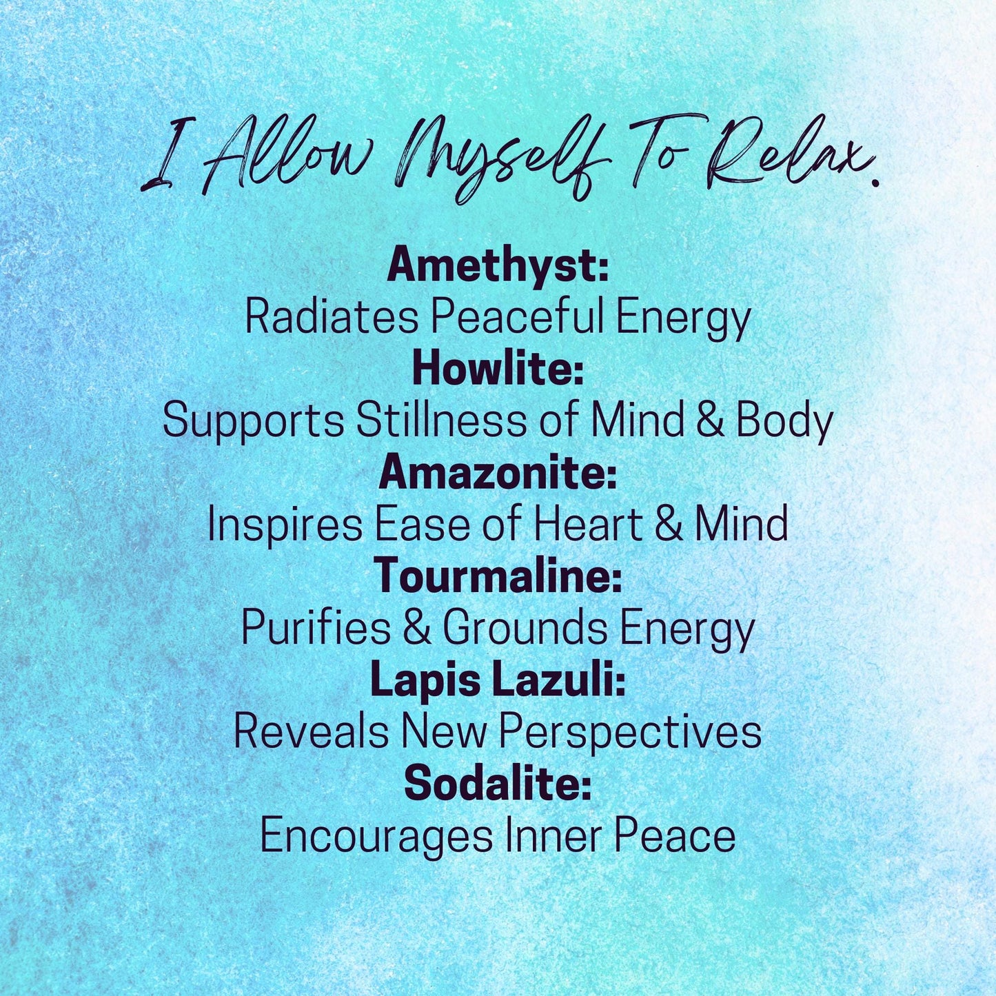 Manifest RELAXATION Crystal Intention Set - 2 Sizes - with Information and Mantra Card, Display Frame, and Storage Bag - Reiki Enhanced