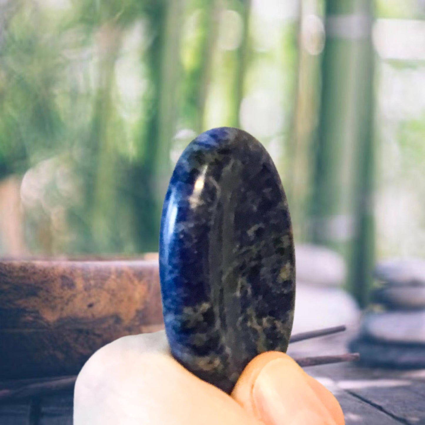 SODALITE Worry Stone, Calming and Anxiety Relief Stone, Thumb Stone, Fidget and Meditation Crystal – Reiki Enhanced
