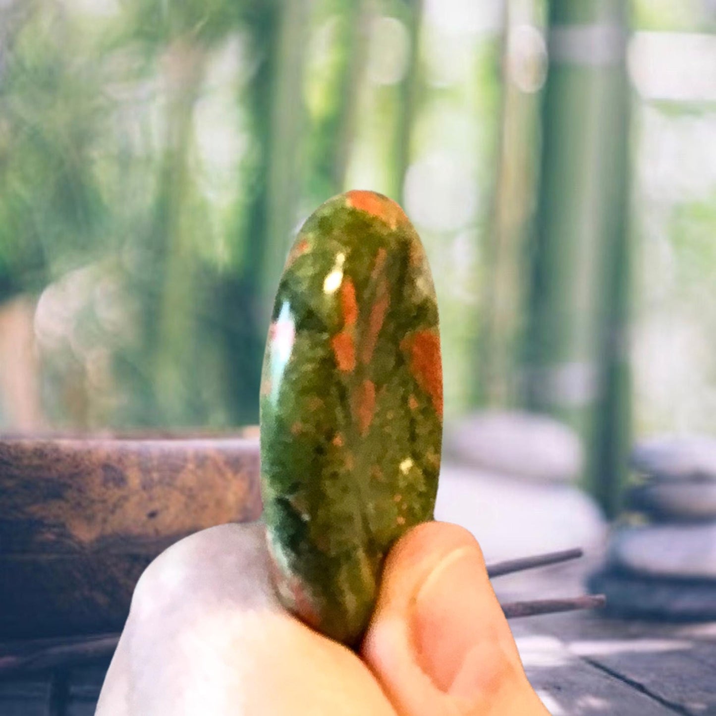 UNAKITE Worry Stone, Calming and Anxiety Relief Stone, Thumb Stone, Fidget and Meditation Crystal – Reiki Enhanced