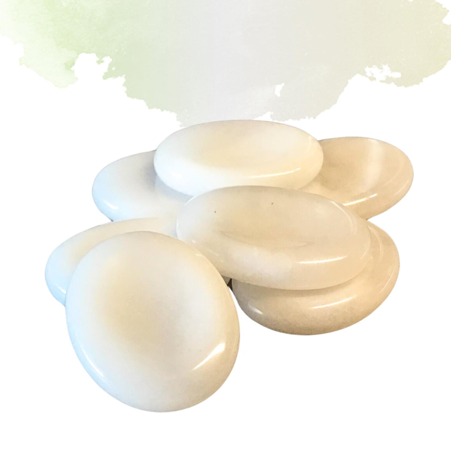 WHITE JADE Worry Stone, Calming and Anxiety Relief Stone, Thumb Stone, Fidget and Meditation Crystal – Reiki Enhanced