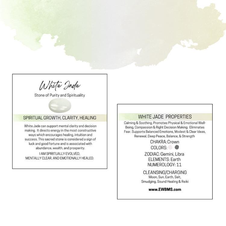 WHITE JADE Worry Stone, Calming and Anxiety Relief Stone, Thumb Stone, Fidget and Meditation Crystal – Reiki Enhanced