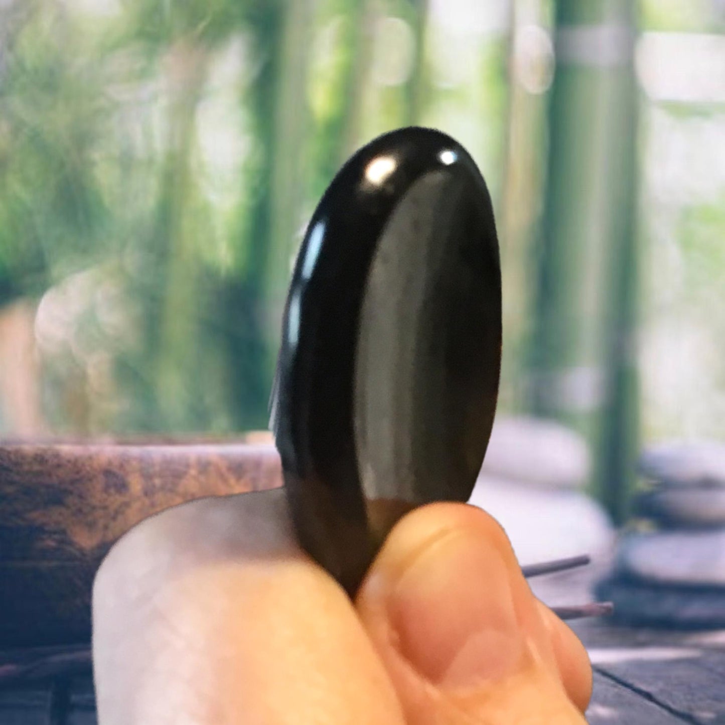 SHUNGITE Worry Stone, Calming and Anxiety Relief Stone, Thumb Stone, Fidget and Meditation Crystal – Reiki Enhanced