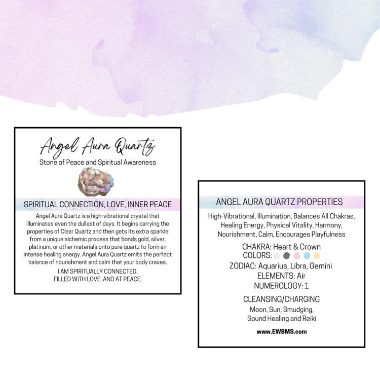 ANGEL AURA Tumbled Stone - Choice of Sizes and Quantity - Polished High Energy Healing Stones with Information Card - Reiki Enhanced