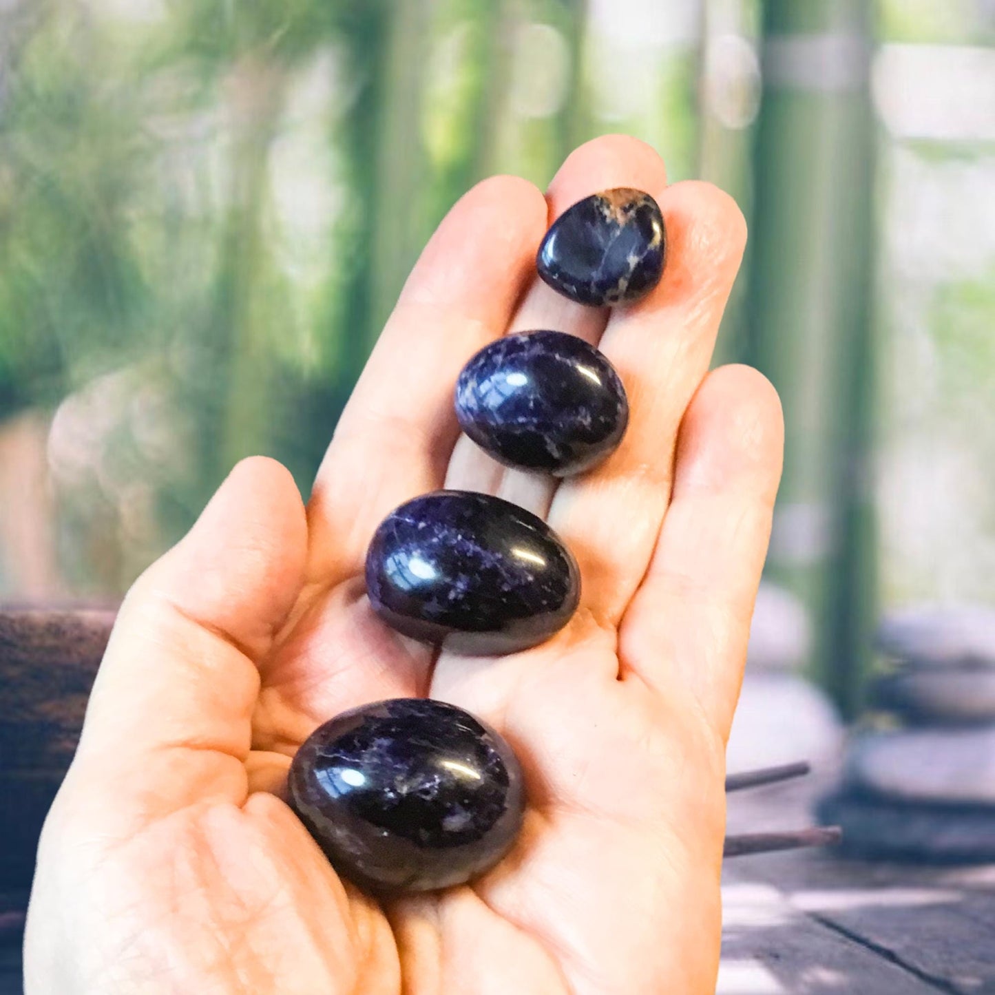 SODALITE Tumbled Stone - Choice of Sizes and Quantity - Polished High Energy Healing Stones with Information Card - Reiki Enhanced