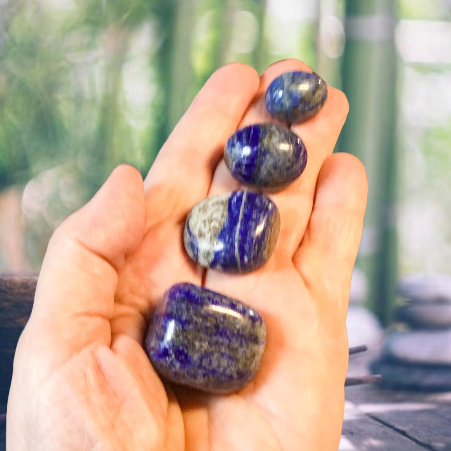 LAPIS LAZULI Tumbled Stone - Choice of Sizes and Quantity - Polished High Energy Healing Stones with Information Card - Reiki Enhanced