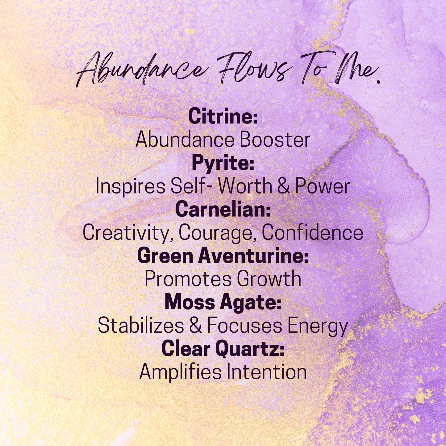 Manifest ABUNDANCE Crystal Intention Set - 2 Sizes - with Information and Mantra Card, Display Frame, and Storage Bag - Reiki Enhanced