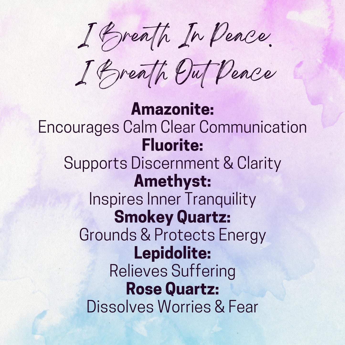 Manifest INNER PEACE Intention Crystal Set - 2 Sizes - with Information and Mantra Card plus Display Frame and Storage Bag - Reiki Enhanced