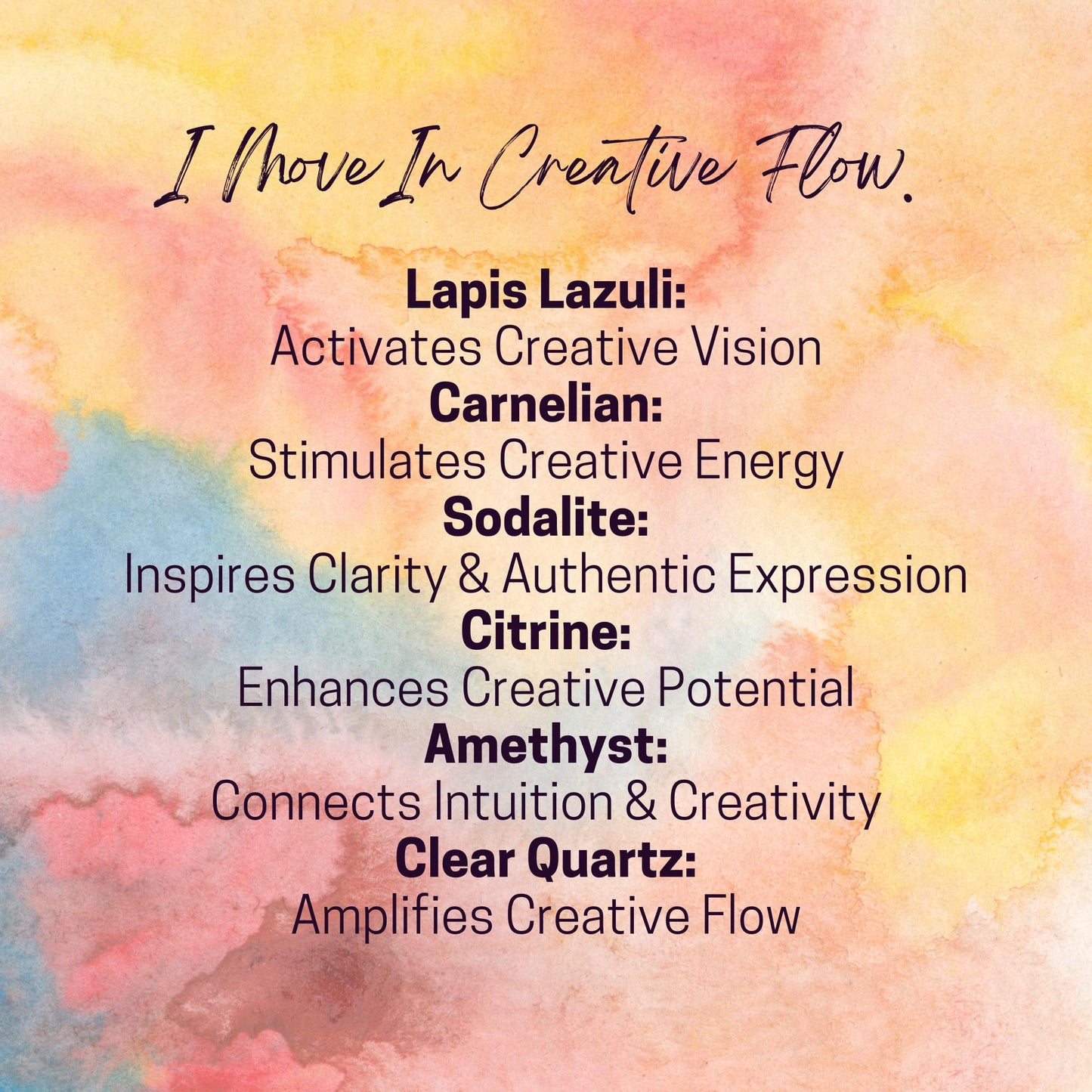 Manifest CREATIVITY Crystal Intention Set - 2 Sizes - with Information and Mantra Card, Display Frame, and Storage Bag - Reiki Enhanced