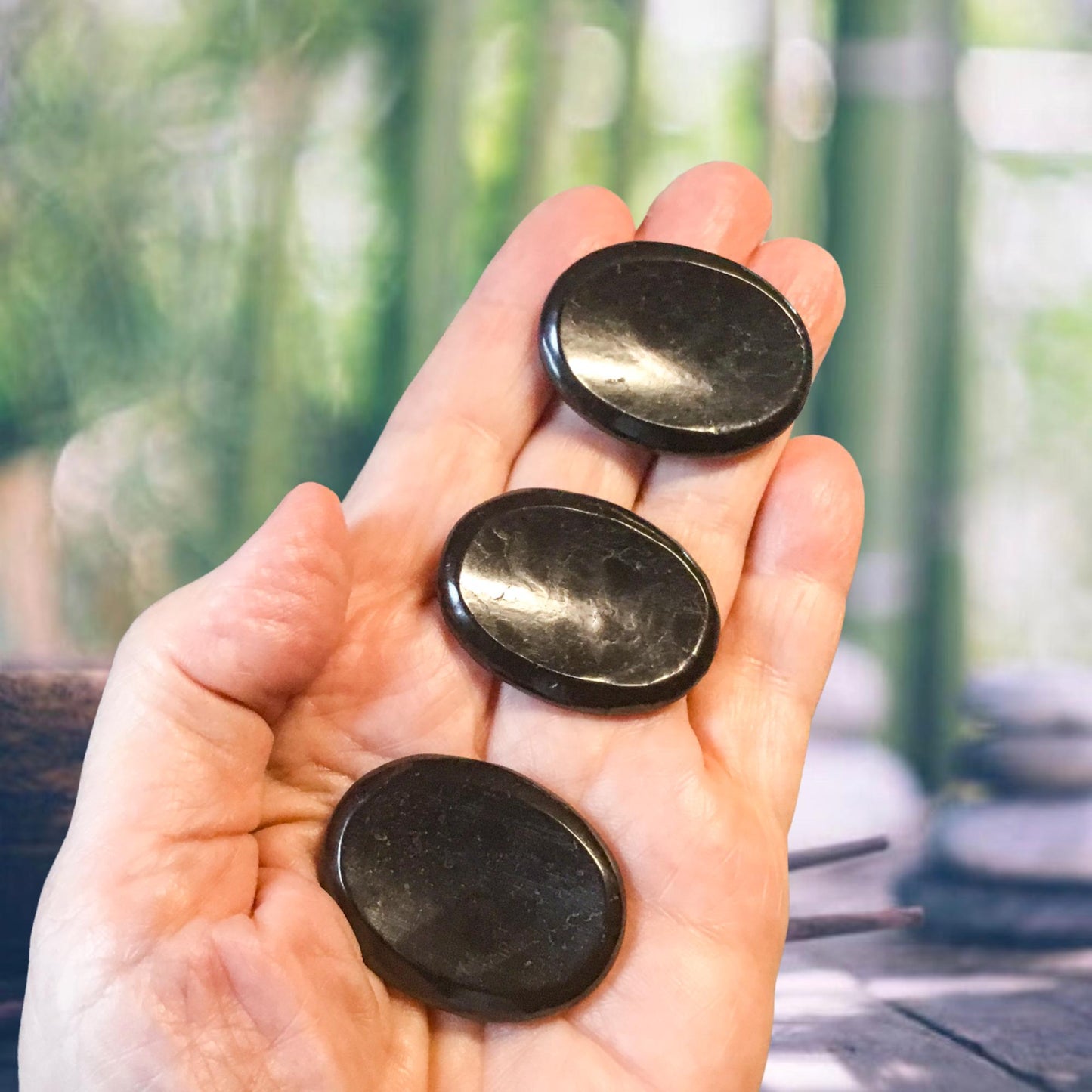 SHUNGITE Worry Stone, Calming and Anxiety Relief Stone, Thumb Stone, Fidget and Meditation Crystal – Reiki Enhanced