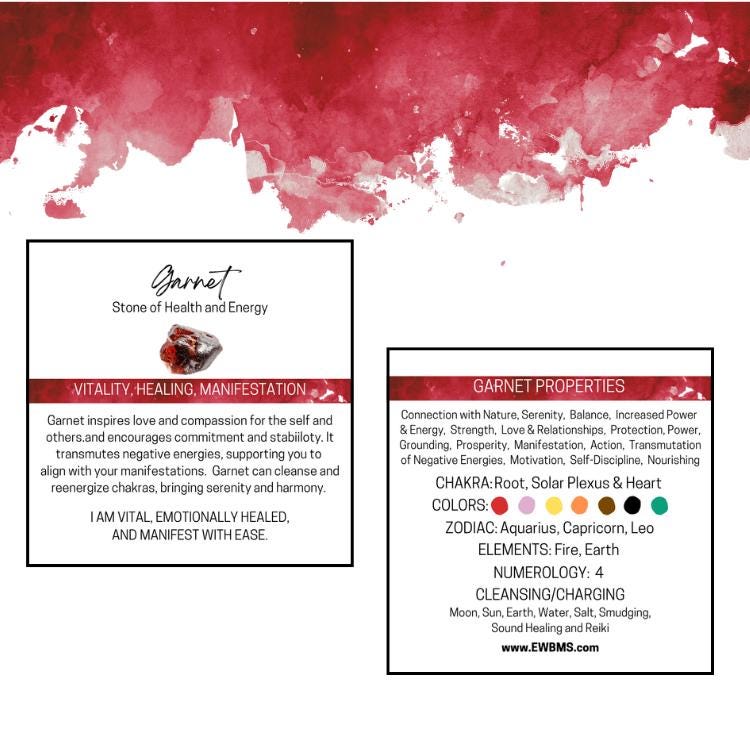 GARNET Tumbled Stones - Choice of Sizes and Quantity - Polished High Energy Healing Stones with Information Card - Reiki Enhanced